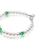 Personalized Birthstone Pearl Bracelet for Girls with Birthstone Crystals
