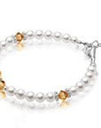 Personalized Birthstone Pearl Bracelet for Girls with Birthstone Crystals