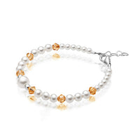 Personalized Birthstone Jewelry Pearl Bracelet for Girls with Birthstone Crystals