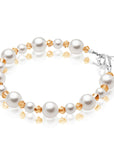 Personalized Birthstone Pearl Bracelet for Girls with Birthstone Crystals