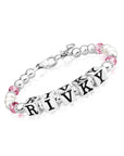 Baby Crystals Personalized Pearl Bracelet for Infant Girls - Baby Jewelry - Birthstone Bracelets with Name - Custom Name Bracelet for Women- Baptism Gifts -Teen Girl Gifts - Silver Jewelry Charm