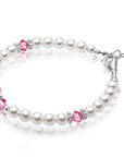 Personalized Birthstone Pearl Bracelet for Girls with Birthstone Crystals