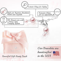 Little Girl Toddler Bracelet with Pink Pearl & Silver Crimps