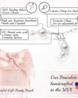 Sterling Silver Baptism Bracelet, White Pearls, Cross Charm & Clear Crystals
