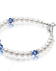 Personalized Birthstone Pearl Bracelet for Girls with Birthstone Crystals