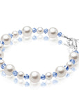 Personalized Birthstone Pearl Bracelet for Girls with Birthstone Crystals