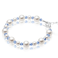 Personalized Birthstone Pearl Bracelet for Girls with Birthstone Crystals