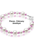 White Pearl February Amethyst Birthstone Bracelet Baby Girl Gift Jewelry Toddler