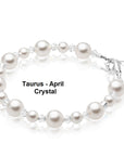 White Pearl April Crystal Birthstone Bracelet Baby Girl Gift Jewelry Toddler