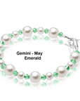 White Pearl May Emerald Birthstone Bracelet Baby Girl Gift Jewelry Toddler