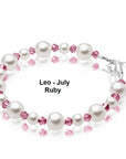 White Pearl July Ruby Birthstone Bracelet Baby Girl Gift Jewelry Toddler