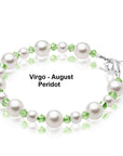White Pearl August Peridot Birthstone Bracelet Baby Girl Gift Jewelry Toddler