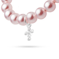 Personalized Birthstone Pearl Bracelet for Girls with Birthstone Crystals