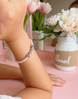 Silver Beads Bracelet with Name, Sterling Silver Bracelet