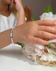 White Pearls Name Bracelet, Sterling Silver Mothers Gift