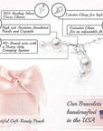 Infant Baby Sterling Silver Cross Baptism Pearl Bracelet White Pearl Clear Crystals