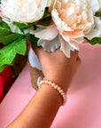Freshwater Cultured Peach Pearl Baby Bracelet, Sterling Silver Gift