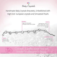 Multicolor Beaded Crystal Bracelet for Girls with Sterling Silver Heart Chain