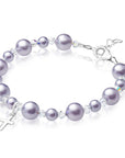 Lavender Pearl Bracelet with Clear Crystals & Sterling Silver Cross