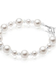 Sterling silver Cross White Pearl Bracelet for Girls Baptism & Christening