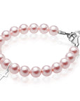 Pink Pearl Baby Charm Bracelet, Sterling Silver Baptism Cross