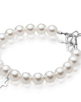 Sterling Silver Cross Charm White Pearl Bracelets for Girls - Baptism Gifts