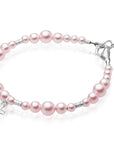 Pink Pearl Christening Charm Bracelet, Sterling Silver Cross
