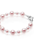 Little Girl Toddler Bracelet with Pink Pearls & Clear Crystals