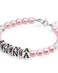 Custom Pearl Beaded Bracelet for Girls, Teens, Mom, and Grandma - Personalized Initial Pink Bracelet