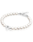 Custom White Pearl Bracelet with Sterling Silver Initial Charm