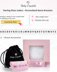 Custom Bracelets for Girls with Sterling Silver initial Heart Charm Alphabet Letter Beads