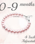 NewBorn Baby Girl Bracelet with Pink Pearl & Silver Daises