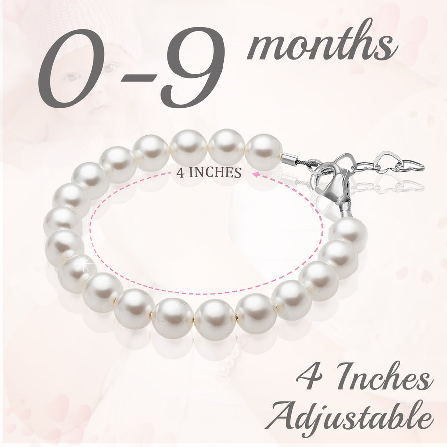 Sterling Silver White Pearl Bracelet for Girls