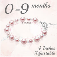 Sterling Silver Cross Charm Bracelet with Pink Pearls