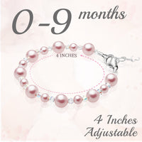 NewBorn Baby Girl Bracelet with Pink Pearls & Clear Crystals