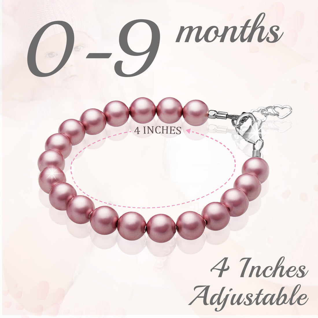 Sterling Silver Bracelet for girls with Rose Pearls