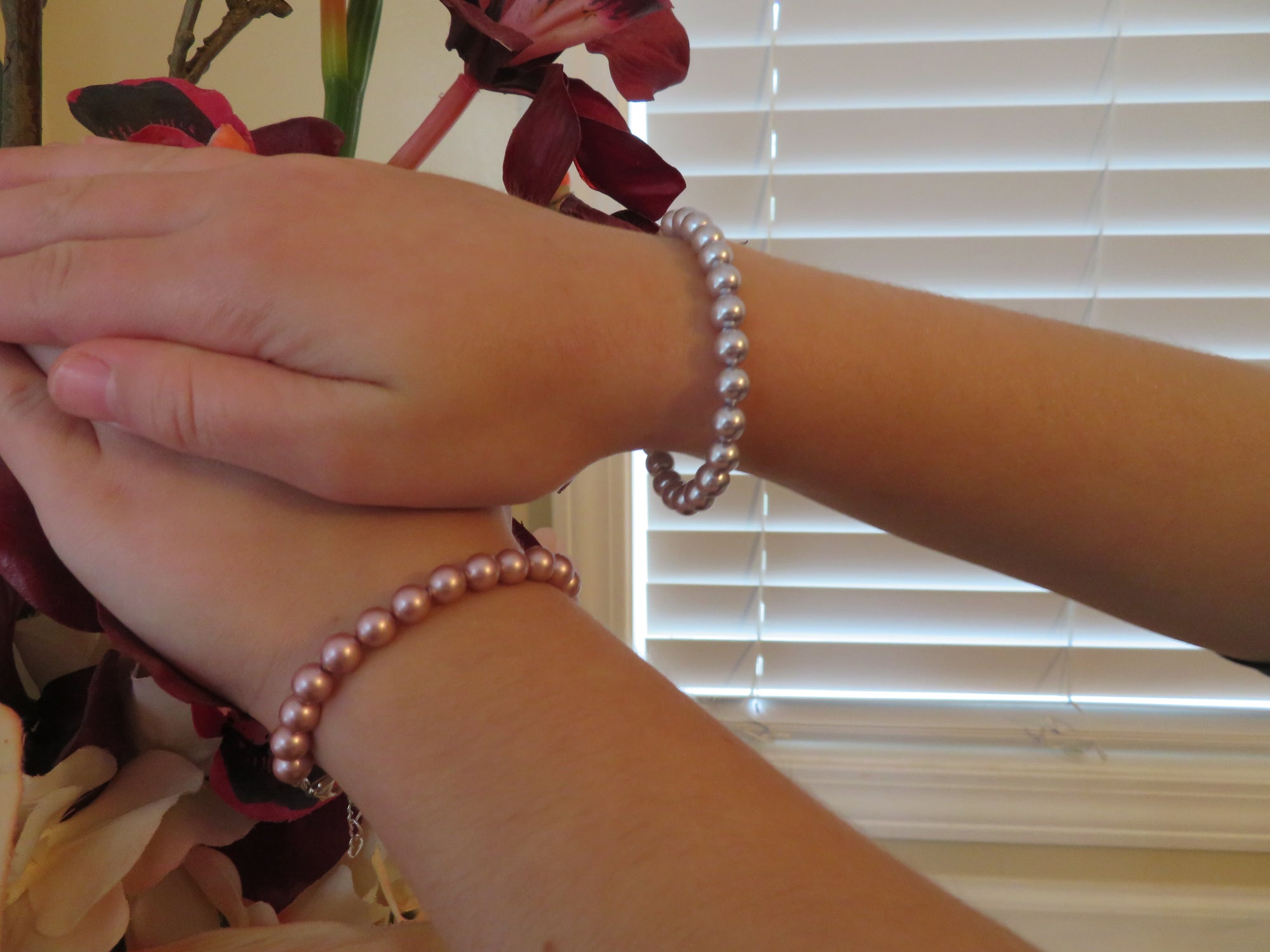 Powder Rose Pearl Infant Bracelet, Sterling Silver Keepsake
