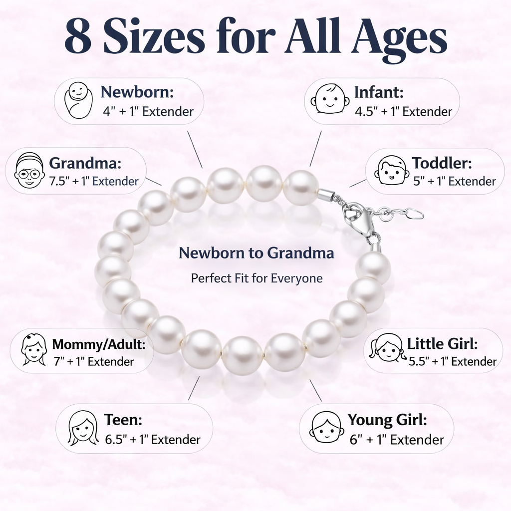 White Pearl Baby Bracelet, Sterling Silver Gift for Girls