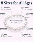 White Pearl Baby Bracelet, Sterling Silver Gift for Girls
