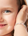 Pink Pearl Charm Bracelet, Silver Beads & Sterling Silver Box Cross