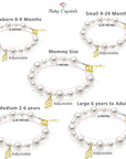 14K Gold Initial White Pearl Crystal Bracelet