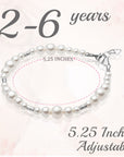 Little Girl Toddler Bracelet with White Pearl & Silver Crimps