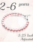 Little Girl Toddler Bracelet with Pink Pearl & Silver Daises