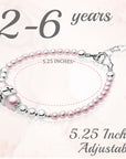 Toddler Baby Girl Sterling Silver Beads Box Cross Pink Pearl Bracelet
