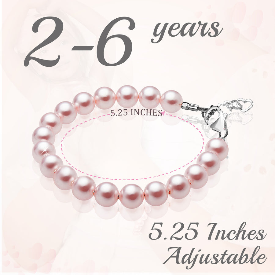 Little Girl Toddler Elegant Bracelet with Pink Pearls