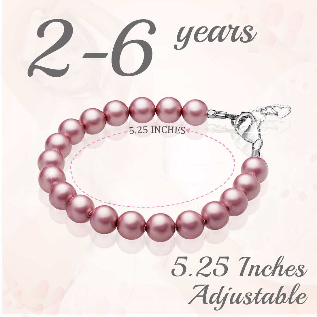 Sterling Silver Bracelet for girls with Rose Pearls