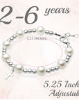 Toddler Baby Sterling Silver Beads Baptism Cross Charm White Pearl Bracelet