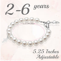 Sterling Silver Crystal Cross White Pearl Bracelet for Girls - Baptism Gifts