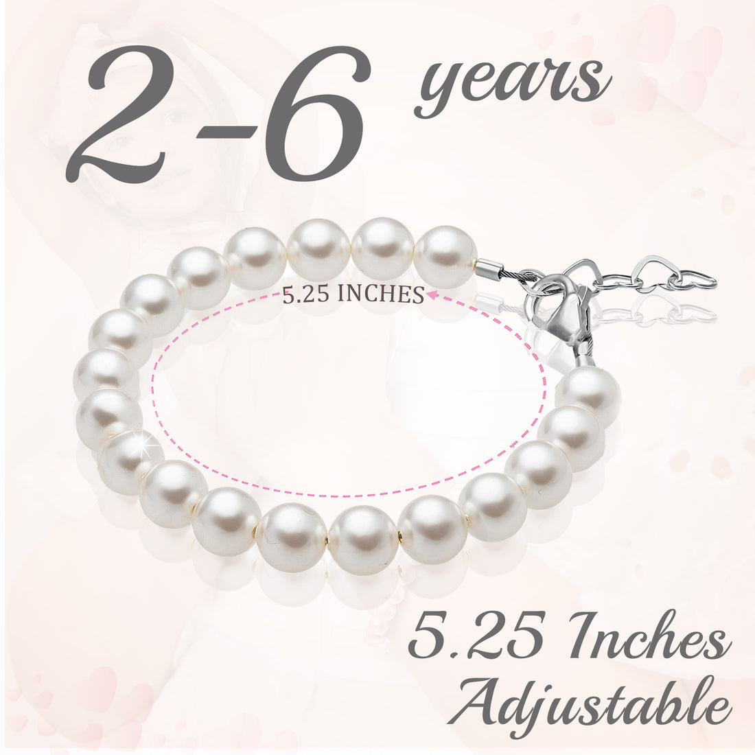 Little Girl Toddler Elegant Bracelet with White Pearls