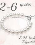 Beaded Bracelets for Girls, Sterling Silver Cross Charm -White Cultured Freshwater Pearl